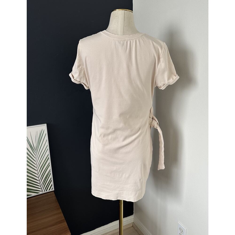 Runway The Label Winnie Shirt Faux Wrap Dress in Sand Mini - Picture 10 of 14